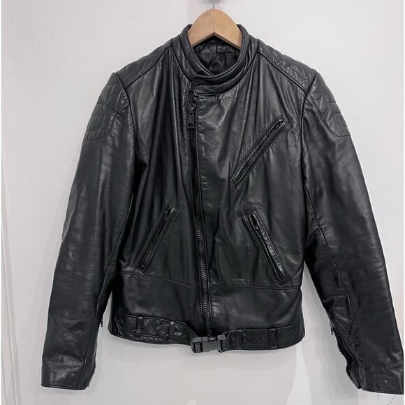 1980'S Oversized Leather Bomber Jackets CafeRacer Biker by Angora sz36 Vintage - Picture 4 of 12